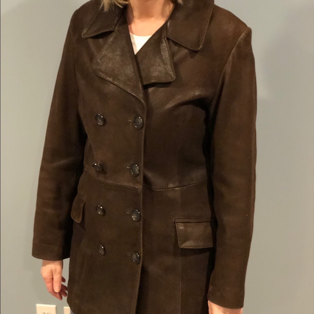 Women’s brown suede leather coat